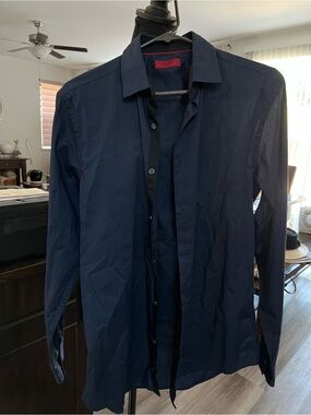 Alfani Men's Navy Long-Sleeve Dress Shirt